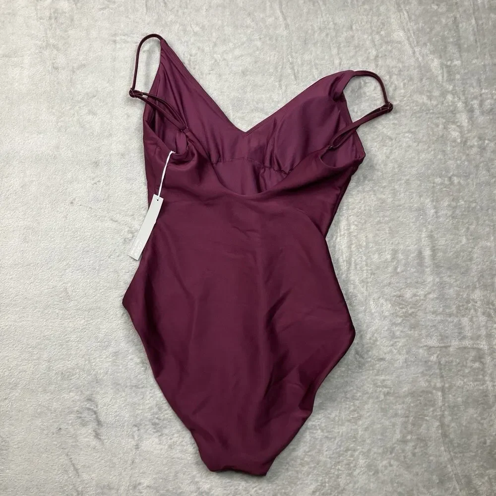 J Crew Classic Sculpt Lana One-Piece Womens 10 Burgundy Luxe Beach Resort CI367
